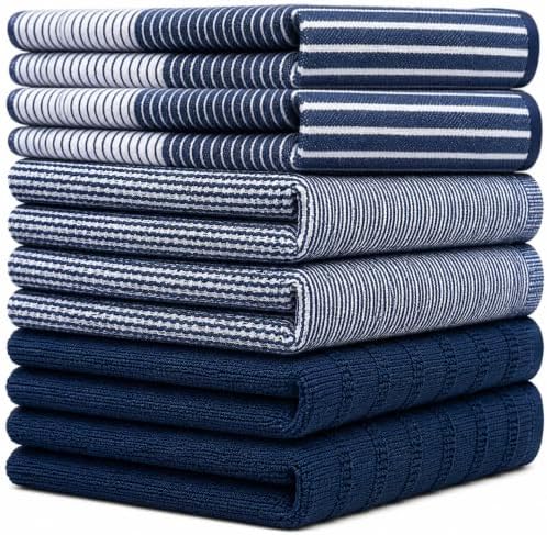 Premium Kitchen Towels 6 Pack 100% Cotton, 20"x28" Dish Towels - Navy Blue - Image 3
