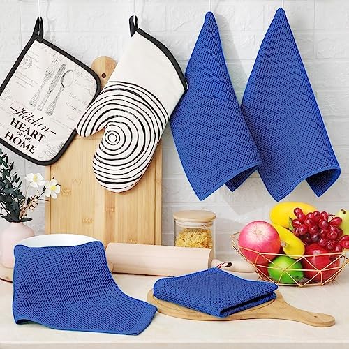 Homaxy 100% Cotton Waffle Weave Kitchen Dish Cloths 8-Pack, Blueberry - Image 6