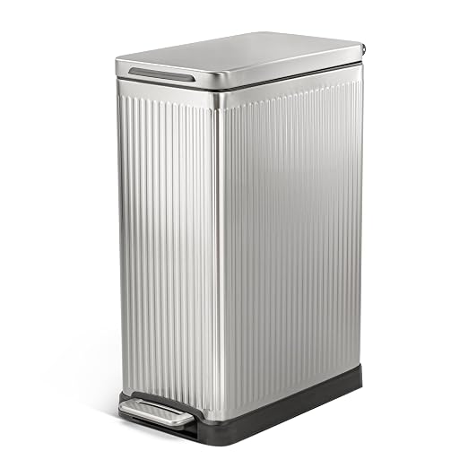 Home Zone Living 12 Gallon Slim Step Trash Can by HomeZoneLiving