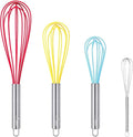 HOTEC 4 Pieces Silicone Whisks Set, Wire Balloon Whisks Egg Beater, Non-slip by Hotec