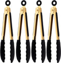 4-Piece Kitchen Food Tongs 7" Mini Silicone Serving Tongs by Mafier