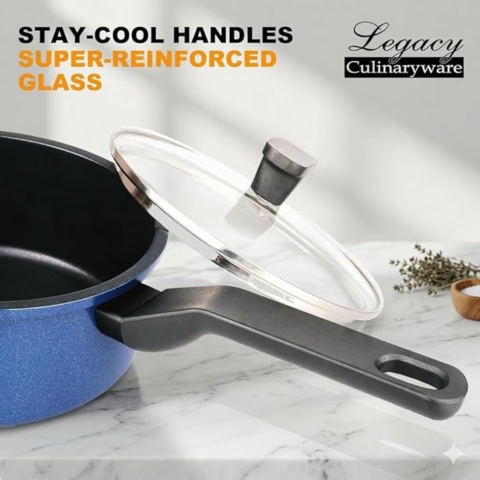Nonstick Sauce Pan with Lid, 1.5Qt & 2Qt Set, PFOA Free, Kitchen Pots Induction - Image 2