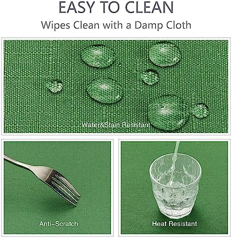 Veblandy Rectangle Tablecloth Waterproof 60x104 inch Linen Textured Table Cloth Stain and Wrinkle Resistant Washable, Decorative Fabric Table Cover for Dining, Party and Camping, Green - Image 4