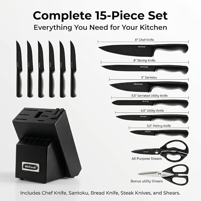 McCook® Knife Sets, German Stainless Steel Knife Block Sets - Image 3