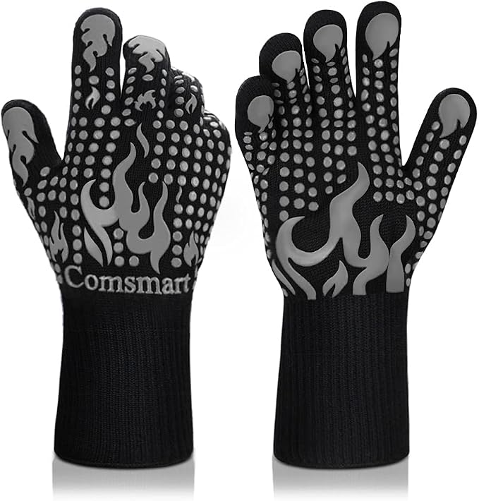Comsmart BBQ Gloves, 1472 Degree F Heat Resistant Grilling Gloves Silicone by Comsmart