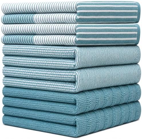 Premium Kitchen Towels 6 Pack 100% Cotton, 20"x28" Dish Towels - Aqua - Image 3