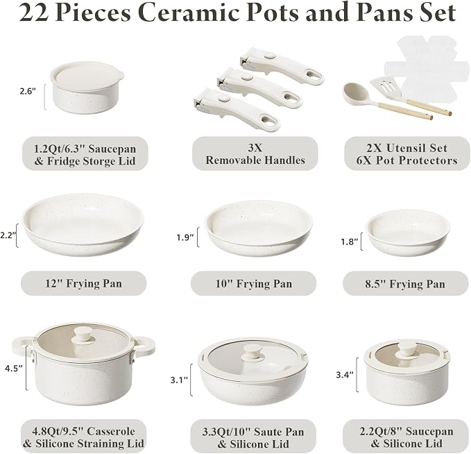 Bazova 22-Piece Pots and Pans Set Non Stick - Image 2