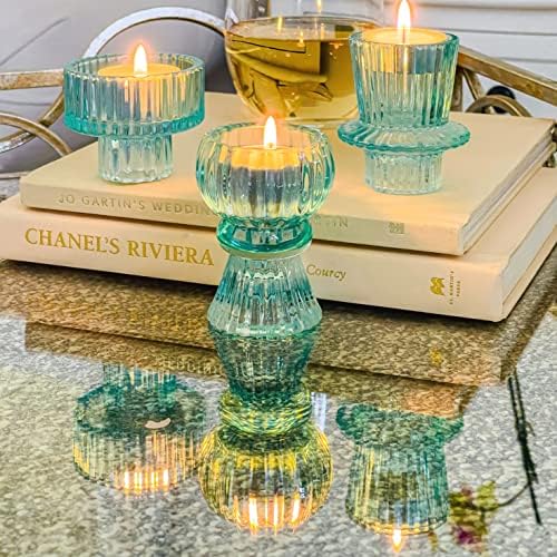 Kate Aspen Vintage Ribbed Glass Black Candlestick Holders, Pillar Candle, Tealight & Votive Candle Holders (Set of 6, 3 Assorted Sizes), Dining Table Decor, Shelf Decor, Centerpiece - Image 4