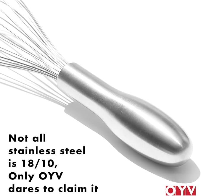 OYV 8" Whisk, Ergonomic Handle, Dishwasher Safe 18/10 Stainless Steel Whisk - Image 3