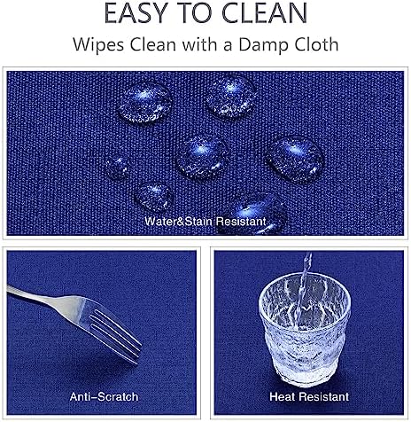 Veblandy Rectangle Tablecloth Waterproof 52x70 inch Linen Textured Table Cloth Stain and Wrinkle Resistant Washable, Decorative Fabric Table Cover for Dining, Party and Camping, Royal Blue - Image 4