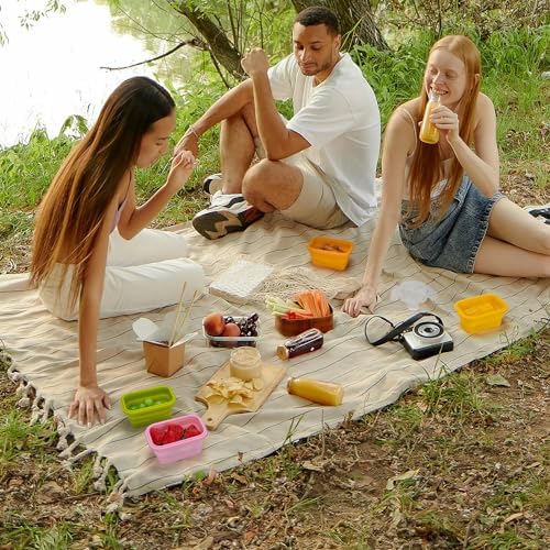Collapsible Food Storage Containers with Lids, Small Silicone Snack Containers, Stackable Portion Control Containers, Mini Fridge Organizer, Microwave Freezer Dishwasher Safe, 6.5oz, 6 Pack - Image 2