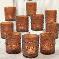 12pcs Votive Candle Holder, 2.7 * 3.5in Large Amber Glass Tea Light Candle Holders Bulk, DIY Wax Filling Romance Tealight Candle Holders for Home Table & Christmas by TRIRITE