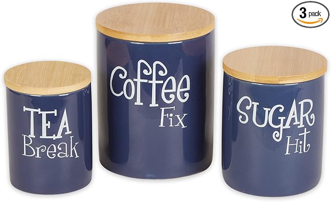DII Kitchen Accessories Retro Collection Ceramics, Canister Set, Nautical Blue by DII