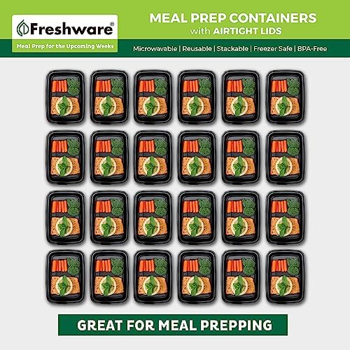 Freshware Meal Prep Containers [150 Pack] 1 Compartment with Lids, Food Storage Containers, Bento Box, BPA Free, Stackable, Microwave/Dishwasher/Freezer Safe (24 oz) - Image 3