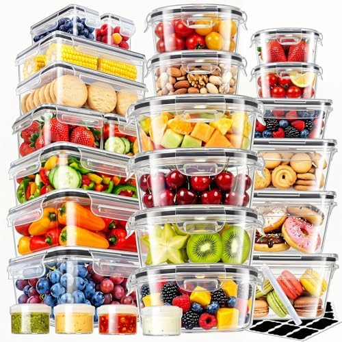 50 Pcs Reusable plastic food storage containers with lids by Asnews