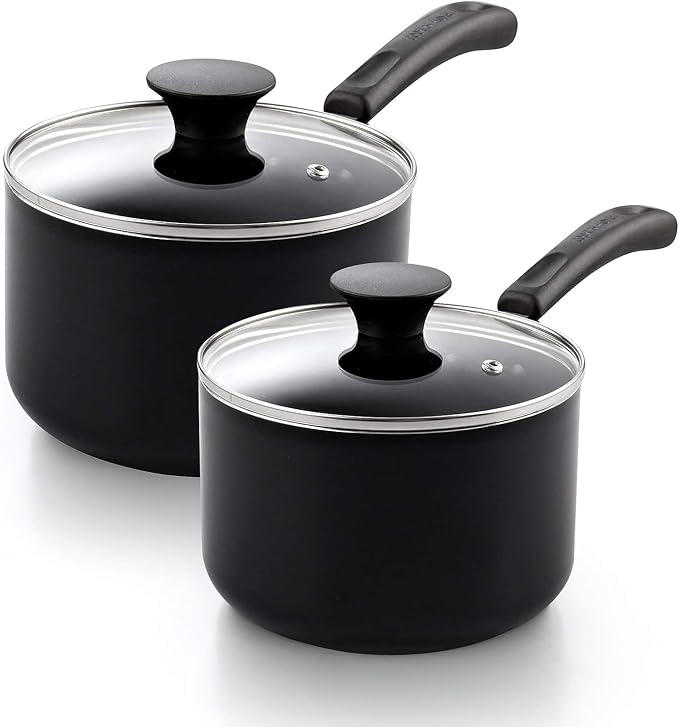 Cook N Home Nonstick Sauce Pan Set 1Qt and 2Qt by CookNHome