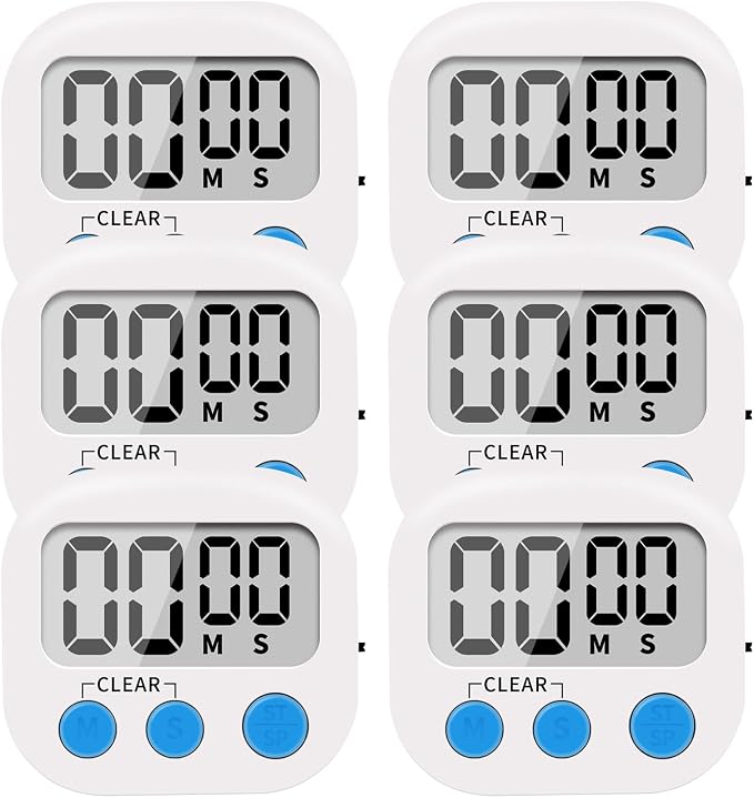 LinkDm 6 Pack Small Digital Kitchen Timer Magnetic Back and ON/Off Switch by LinkDm