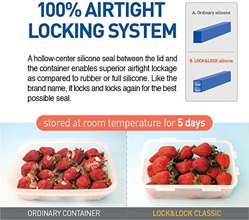 (Pack of 4) Lock & Lock Airtight Rectangular Food Storage Container 6 oz / 0.7-cup - Image 2