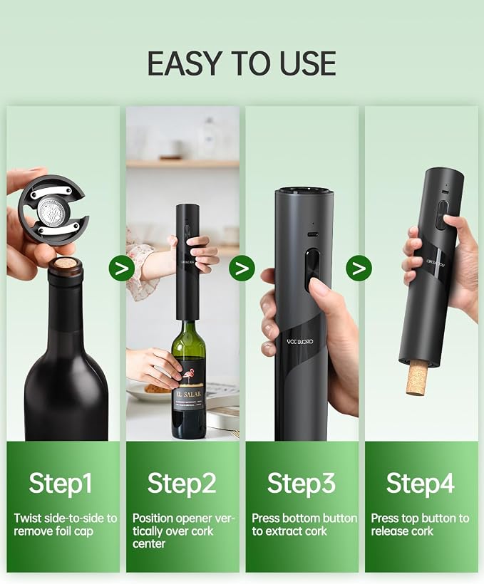 CIRCLE JOY Rechargeable Wine Opener Electric Wine Bottle Opener 7-in-1 Wine - Image 6