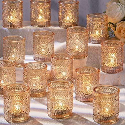 Gold Votive Candle Holders Set of 36- Glass Candle Holders Bulk by DARJEN