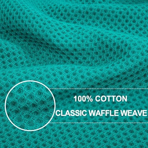 Homaxy 100% Cotton Waffle Weave Kitchen Dish Towels 6-Pack, Teal - Image 2