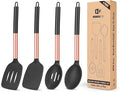 Pack of 4 Silicone Cooking Utensils Set, Non Stick Large Solid Spatulas by BUNDLEPRO