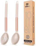 Pack of 2 Large Silicone Cooking Spoons, Non Stick Solid Basting Spoon by BUNDLEPRO
