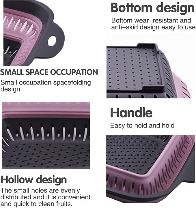 Collapsible Colander Set, Square Round Triangles Silicone Kitchen Strainer - Image 5