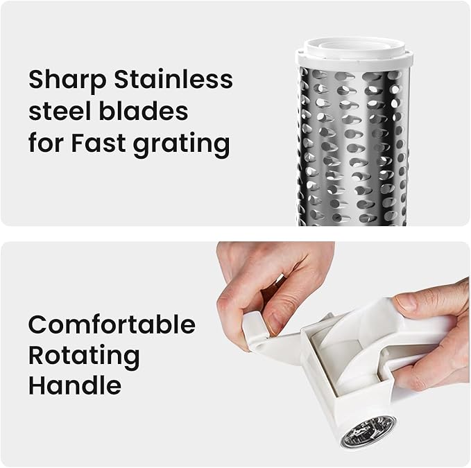 Cheese Grater with Handle, Rotary Cheese Grater, Hard Cheese & Nut Grater - Image 7