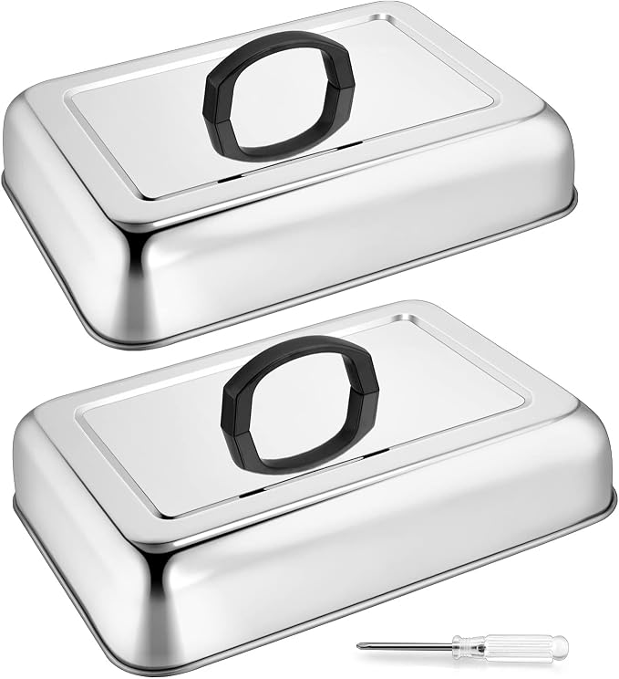 2PCS Rectangular Basting Cover, HaSteeL Stainless Steel Cheese Melting Dome by HaSteeL