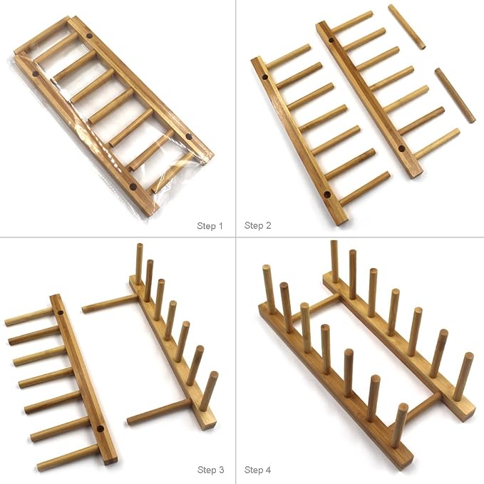 INNERNEED Bamboo Wooden Plate Racks Dish Stand Holder Kitchen Storage Cabinet - Image 5