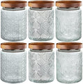 6-Pack 24 OZ Vintage Glass Jar with Lid, Airtight Food Storage Canisters with Bamboo for Kitchen Counter Pantry, Ideal for Coffee, Candy, Tea, Oats, Sugar, Cookies Decorative Jars by Unknown