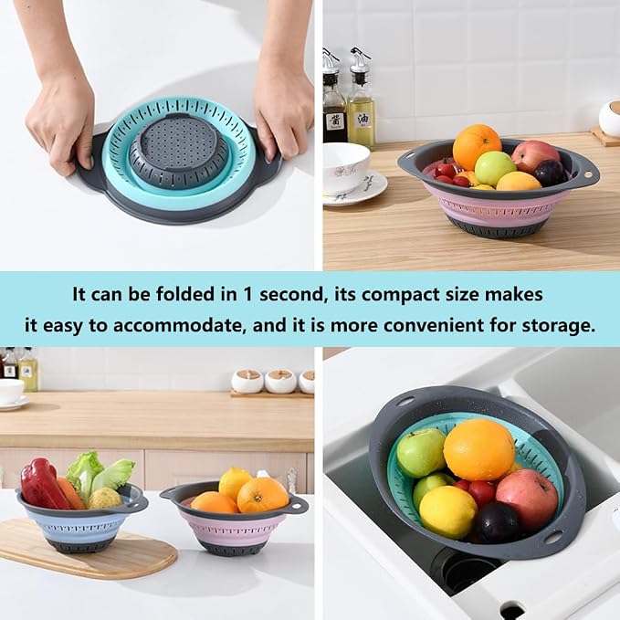 Collapsible Colander and Strainer, Silicone Strainer Colanders & Food Strainers - Image 2