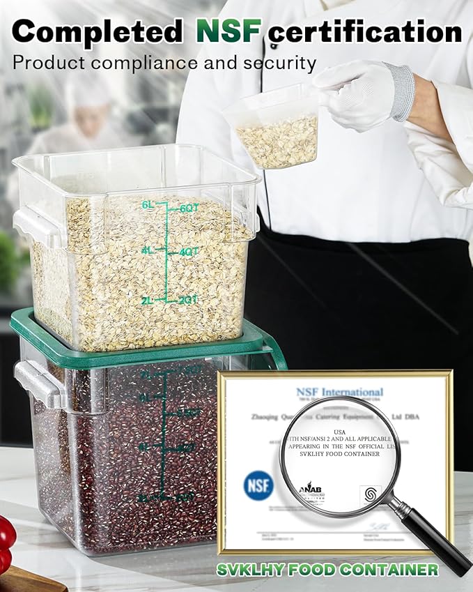 6QT Clear Food Storage Containers: 4 PCS NSF Food Storage Containers - Image 2