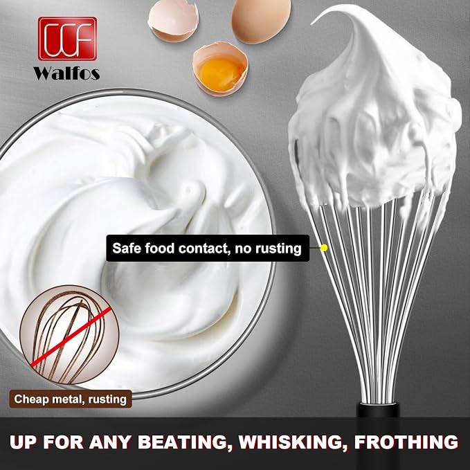 Stainless Steel Whisk Set with 7"+5" Mini whisks, Walfos Heavy Duty Whisks - Image 8