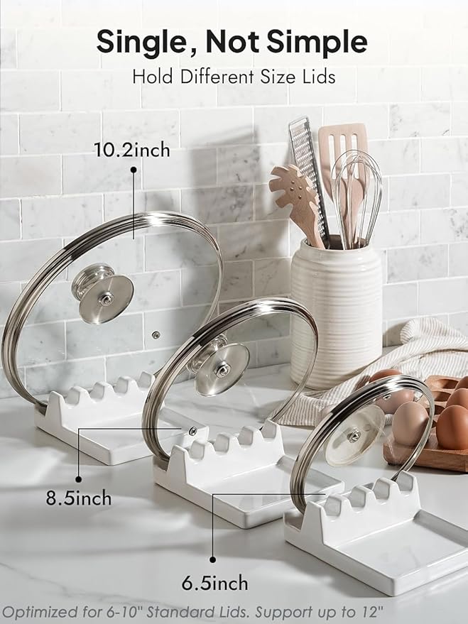 LE TAUCI Ceramic Spoon Rest for Stove Top, Spoon and Lid Rest for Kitchen - Image 4