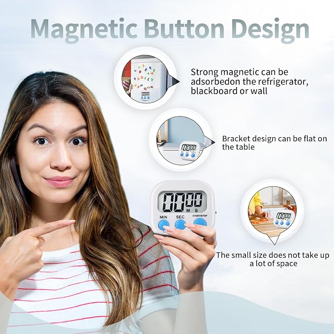 6 Pack Digital Kitchen Timer Magnetic Digital Timer - Image 5