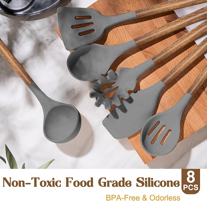Umite Chef Silicone Cooking Utensil Set, 8-Piece Kitchen Utensils Set - Image 2