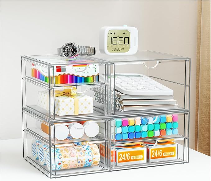 YFXCVSL Clear Stackable Storage Drawers, Acrylic Makeup Organizer - Image 2