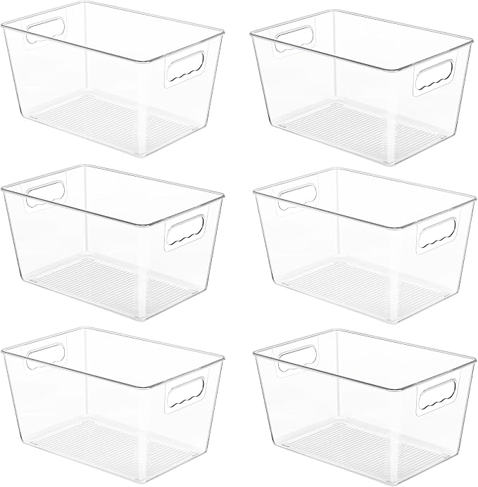YIHONG 6 Pack Clear Pantry Organizer Bins, Plastic Containers by YIHONG