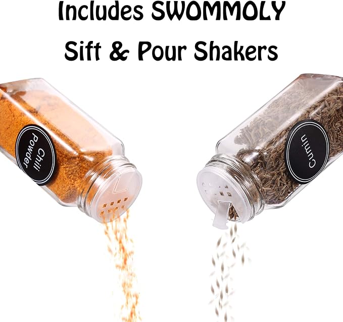 SWOMMOLY 42 Glass Spice Jars - Image 6
