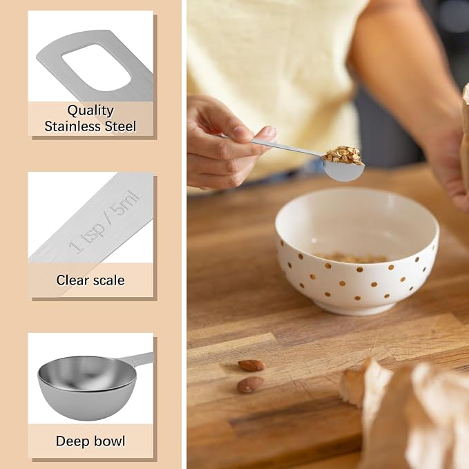 5PCS 1tsp Single Measuring Spoon, Stainless Steel Individual Teaspoons Only - Image 3