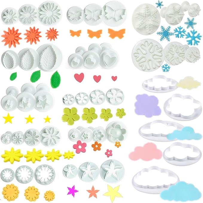 Flower Cookie Cutters, Cake Tools 44 Pcs Snowflake Cookie Cutter Cloud Fondant by RHLOVY