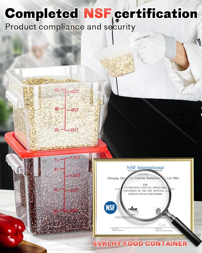 4QT NSF Food Storage Containers: 8 PCS Commercial Clear Food Storage Containers - Image 3