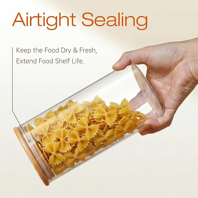 45oz - 3 Pack Glass Jars with Bamboo Lids, Glass Pantry Storage Containers with - Image 5