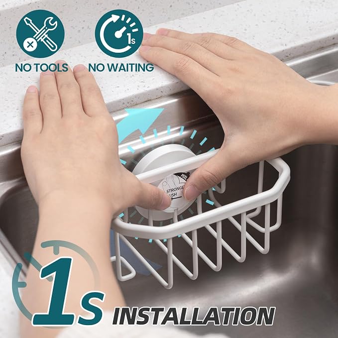 TAILI Sink Caddy with Strong Suction Cup, Sponge Holder - Image 2
