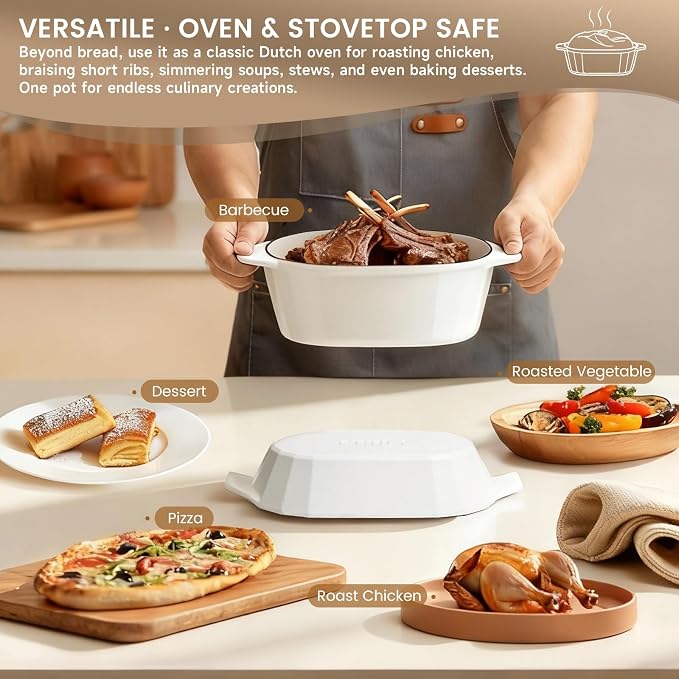 Enameled Cast Iron Dutch Oven for Bread Baking – 3QT Oval Round Heavy Duty - Image 5