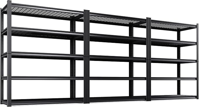 Set of 3 Garage Shelving-3000 lbs 5 Tier Storage Shelves, Adjustable Heavy Duty by Unknown