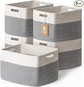 5 Pack Woven Storage Baskets for Shelves, Decorative Basket Closet Organizer by YILOBI