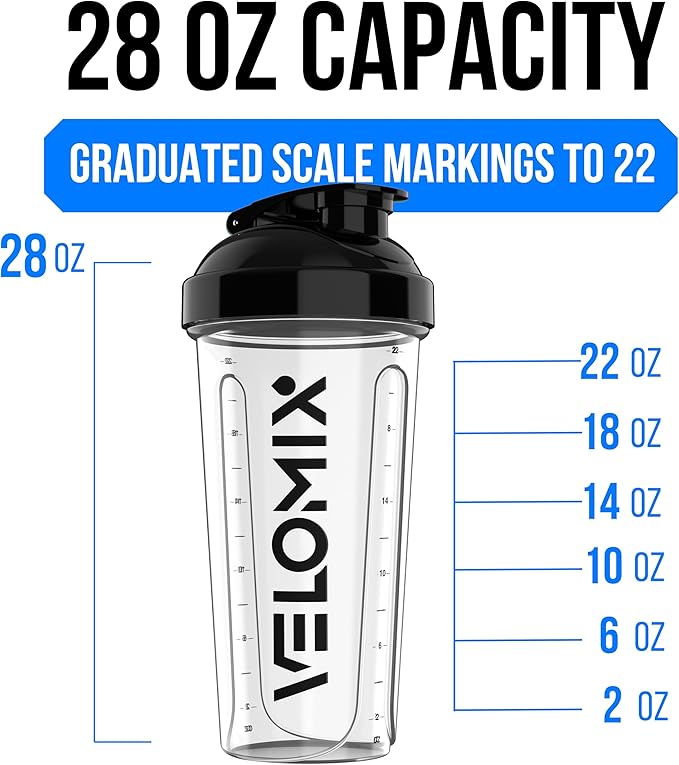 VELOMIX -2 Pack- 28 oz Protein Shaker Bottles - Image 4